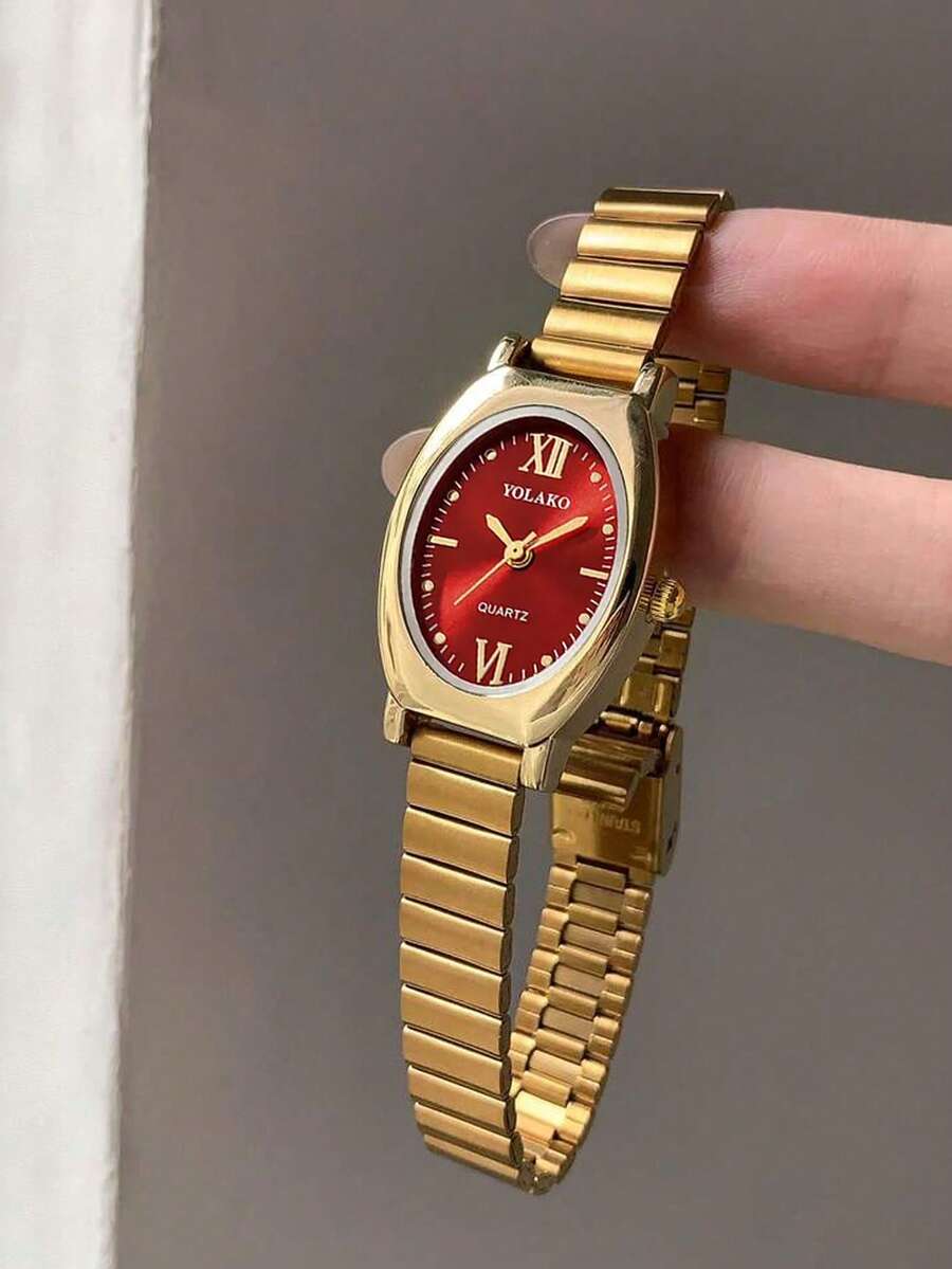 1pc Gold Watch Band, Casual Bamboo Joint Strap, Fashion Women's Quartz Watch, Gold Color, Suitable For Daily Wear, Vintage Style, Couple Design, Best Gift Choice - Gold - View 1