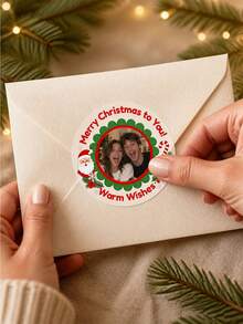 1/90/120/180/300pcs Customized Round Christmas Stickers, Personalized Winter Holiday Pattern Stickers, Support Custom Text Labels, Customizable Pattern & Text Waterproof PVC Stickers, Multiple Sizes Available, Suitable For Christmas Gift Packaging, Home Holiday Decor, Desktop Holiday Arrangement, Party Scene Decoration, Applicable To Christmas Party, Holiday Family Gathering, Year-End Celebration - Multicolor 1 - View 6