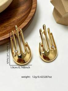 1 Pair European And American Geometric Asymmetrical Rhinestone Hand Gesture Stud Earrings For Women - Multicolor - View 3