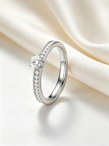 1PC Unique Luxury Stainless Steel Women's Promise Ring, Female Jewelry Accessory, Couple Wedding Ring Gift, Wear For Daily, Wedding & Anniversary - Ring - View 5