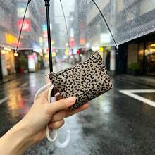 5/10pcs Leopard Print Mini Wrist Bag, Zipper Wallet Sanitary Pad Pouch, Compact Portable Small Storage Purse With Braided Rope Wrist Strap, Ideal For , Cards, Coins And Tiny Daily Items, Easy To Carry For Shopping, Travel & Daily Use,Random Color - Multicolor - View 9