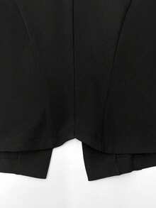 Women's Black Stand Collar Cropped Jacket, Double-Breasted Knit Contrast Design, Slimming Waist, Sexy Style - Black - View 8