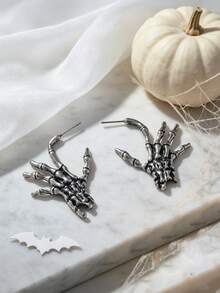 1 Pair Halloween Gothic Vintage Skeleton Arm Earrings - Skeleton Hand - View 5