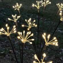 Outdoor Solar Starburst Fireworks Stake Lights, 3 Options: 6 Heads 60LED, 8 Heads 80LED, 10 Heads 100LED, Warm Light Atmosphere, Starburst Radial Light Heads Mimicking Fireworks Bloom, Flexible Copper Wire For Custom Shaping, Light Radiates Outward With Dynamic Starlight - Solar Powered Starburst Fireworks Light - View 7