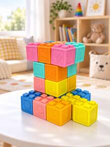 Soft Large Particle Rubber Building Blocks Stacking Toy, Baby Teething Chewing Toy, Human-Shaped Sensory Toy, Children's Toy, Christmas Gift - Multicolor - View 6