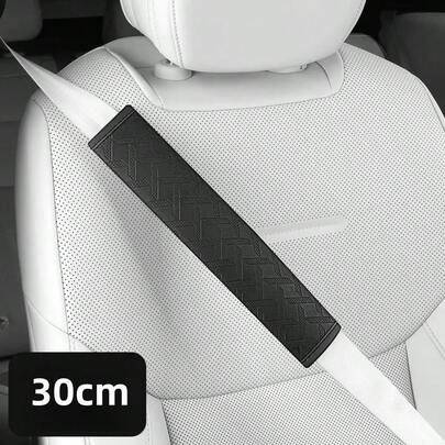 2026 Autumn/Winter New Car Seat Belt Shoulder Pad Protector, Anti-Chafing, Anti-Abrasion, Embossed Leather, Unisex, 30cm/50cm, Cross-Border Car Seat Belt Shoulder Cover, Seat Belt Decorative Cover