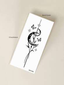 1pc Herbal Juice Semi-Permanent Magic Tattoo Sticker Moon Branch Leaf Star Butterfly Pattern Long-Lasting 14 Days No Fading No Reflection Arm Waist Belly Back Body Temporary Tattoo Sticker - Blue - View 8