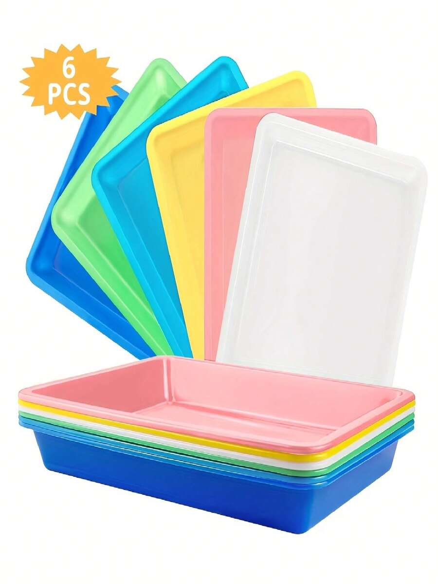 6/3/1pc Colorful Plastic Art Tray, Suitable For Blocks, Sand, Crafts ...