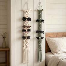 1 buah Gantungan Kacamata Makrame Buatan Tangan, Rak Penyimpanan Kacamata Anyaman Gaya Bohemian dengan Rumbai, Rak Penyimpanan Kacamata Gantung Dinding untuk Kamar Tidur, Lemari, Dekorasi Rumah - MultiWarna - View 4