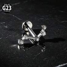 1PC Equisite CZ Marquise Wing Tragus Conch Earring ASTM Solid Titanium Inlaid Zirconia Flatback Lip Nose Tragus Cartilage Rook Earring Bodyjewelry - 1 Titanium Lip Stud - View 14