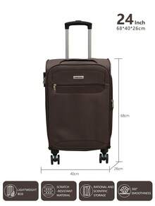 20/24/28 Suitcase, Hardshell/Softshell, Impact-Resistant, Expandable Section For Extra Capacity, Trolley Case, Storage Case, Carry-On, Checked Luggage - Dark Brown - View 8
