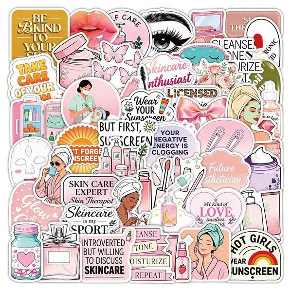 50pcs Women's Theme Pretty Girl Stickers Handbook Laptop Cell Phone Case Luggage Guitar Decorative Stickers