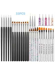 Multi Functional Nail Art Brush Set 33Pcs,Glitter Handles, Diverse Brush Tips For All Kinds Of Nail Art Creation - Multicolor - View 8