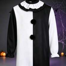 Halloween Adult Black And White Clown Jumpsuit, Scary Clown Cosplay Costume, Unisex Party Performance Outfit - Black and White - View 5