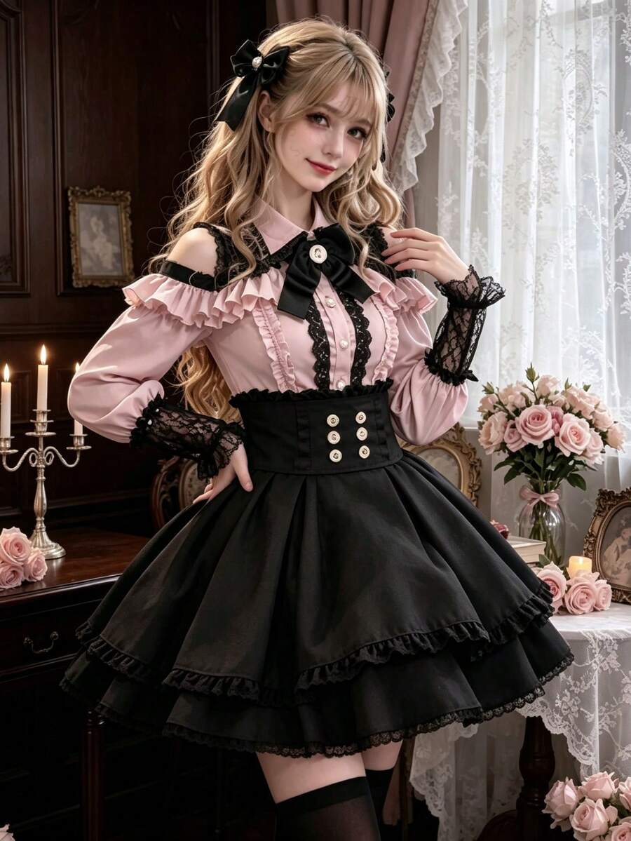 Women Two-Piece Outfits - Black - View 1