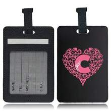 Leather Initial Luggage Tag, Letter Travel Bag Backpack Label, Gift For Women And Teenagers, Essential Accessory For Summer Back To School Travel - Multicolor - View 49