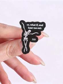 Funny Skeleton Enamel Pins Set, Cute Dancing Skull Brooch With Slogan, Metal Badge For Backpack Clothing Decor Gift - Multicolor - View 7