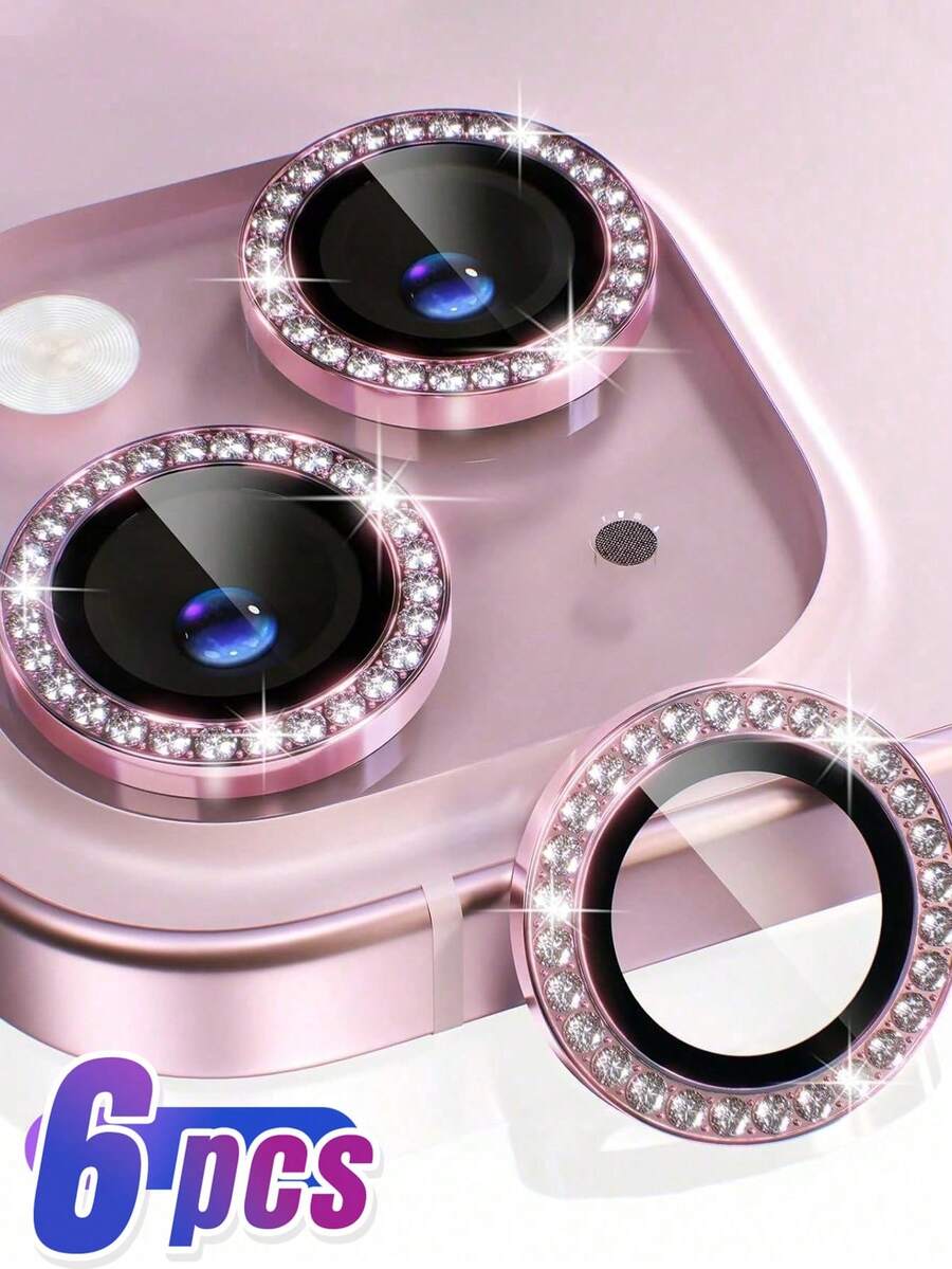 彩色水鑽相機鏡頭保護膜，相容 iPhone 17/17 Air/17 Pro/17 Pro Max/16/16 Plus/16 Pro/16 Pro Max/15/15 Pro/15 Pro Max/14 Pro/14 Pro Max，亮鑽鋼化玻璃鏡頭蓋手機配件
