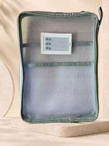 Bolsa organizadora de malla de nylon de doble capa A4, bolsa de almacenamiento de archivos de malla de gran capacidad en forma de L reforzada, mochila portátil con cremallera para estudiantes, bolsa de clasificación de materias de examen con asa, bolsa transparente para exámenes de estudiantes, archivo B - A - Ver 14