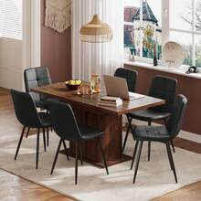 Brown Table + Black PU Chair