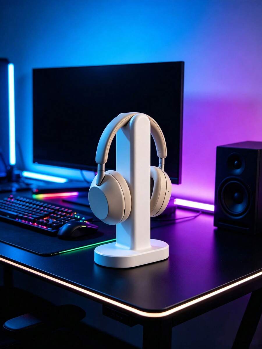 1pc Vertical Headphone Stand, Over-Ear Headset Storage Rack, Desktop Headset Display Stand, Suitable For Gaming Room, Office, Teacher, Bedroom, Home Storage, Room Decor, Home Decor, Gaming Enthusiast's First Choice Gift, Best Choice For Christmas Gift To Friends - Multicolor - View 1