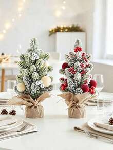 Pohon Natal Mini, Sempurna untuk Dekorasi Rumah dan Meja. Dilengkapi dengan Buah Beri Merah dan Kerucut Pinus, Kepingan Salju, dan Daun Hijau. Cocok untuk Dekorasi Natal, Dekorasi Meja, Dekorasi Rumah, dan Dekorasi Ruangan. - A - View 8