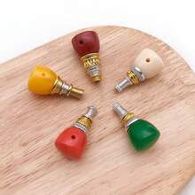 2pcs Buddhist Mala Guru Beads Colorful Resin Three Hole Buddha Head With Metal Tower Connector For Handmade Prayer Bead Accessories 14x26mm - Multicolor - View 3