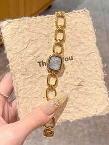 1pc Women's Gold Quartz Watch, Casual Fashion Vintage Glamorous Style, Small & Elegant, Suitable For Daily Wear, Best Gift Choice - Gold - View 6