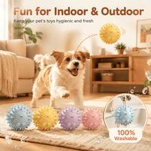 4 Colors Available Pet Sound Toy | Interactive Training Ball | Chewing And Dental Care Tool | Noise-Making Toy | Energy Consumption | Suitable For Small And Medium Dogs | Diameter 6.5CM, No Battery Included - Multicolor - View 9