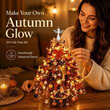 Autumn Beaded Tree Craft Kit - DIY Desktop Maple Tree Metal Wire Handmade Set, With Instructions/Acrylic Maple Leaves/Angel Tree Topper/LED Lights, For Adult Thanksgiving Crafts And Fireplace Mantel Decor - Brown Autumn Style - View 3