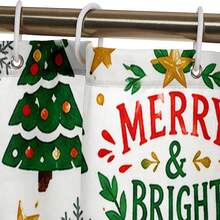 1pc/4pcs Cartoon Santa Claus Head Pattern Multi-Functional Bathroom Decor Shower Curtain Set, Free 12 Hooks, Premium Holiday Atmosphere, Bathroom Mat, U-Shaped Floor Mat And Round Toilet Lid Cover, Suitable For All Scenes Decoration, Bathroom Set - Cartoon Santa Claus Head - View 5