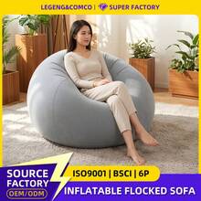 1pc Portable Inflatable Lazy Sofa, Waterproof Outdoor Air Bean Bag Chair, Lightweight Blow Up Lounger For Camping, Beach, Backyard & Indoor Rest - Multicolor - View 1