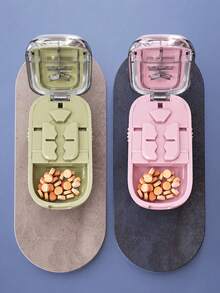 Portable Precise Pill Cutter, Can Cut Tiny Pills Evenly Into Half, One-Third And One-Fourth, Travel Pill Box, 4 Colors Available: Pink, Green, Black, Cream White - Multicolor - View 5
