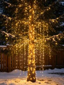 1pc Christmas Home Decoration Warm Light Plastic Copper Wire LED String Light, Battery Powered Fairy Light, Suitable For Outdoor Garden Decoration, Camping Decor, Wedding Party, Bedroom Curtain Decor String Light, Christmas Tree Decor String Light - Yellow - View 3