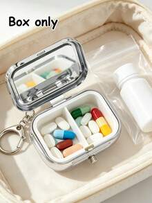 Vintage-Style Fun Sardine Square Pill Box Medicine Box With Keychain,Storage Compartment,Portable Jewelry Box,Mini Storage Box,Medicine Organizer Box,Suitable For Daily Medications And Vitamins,Only Empty Box - Multicolor - View 9