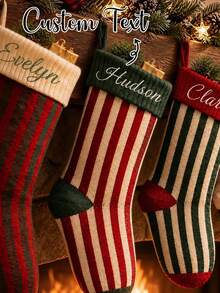 Personalized Knitted Christmas Socks: Embroidered Family Name Socks, 2026 Christmas Holiday Decor - Multicolor - View 2