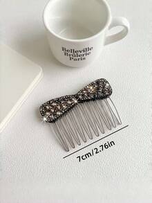 1/2/4pcs Bow Rhinestone Hair Comb, Elegant Side Hair Clip, Women's Party Wedding Hairstyle Decoration Accessory - Multicolor - View 7