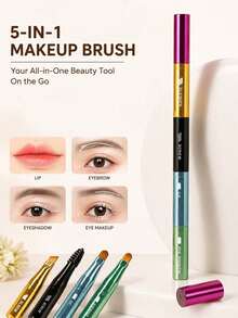 1/2Pcs 4-In-1 Portable Makeup Brush Set, Lightweight Detachable Design, Multi-Functional Powder Brush, Including Eyebrow, Lip, Lash & Eyeshadow Brushes, Travel Essential Daily Beauty Accessory, Ideal Makeup Gift, Christmas Gifts - Multicolor - View 3