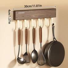 Utensil Hook Rack, Wall‑Mounted Kitchen Hanging Organizer, Holds Spatulas, Whisks, Cutting Boards & Towels, Punch‑Free Adhesive Installation, No Damaging Walls, Ideal For Home Kitchen, Apartment, Small Galley Kitchen Storage - Multicolor - View 14