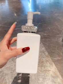 1 buah Botol Dispenser Pompa Isi Ulang 500ml Berkilau dengan Hiasan Berlian Imitasi untuk Sampo, Kondisioner, Sabun Mandi Cair, Sabun Tangan, Losion, Isi Ulang Cairan DIY, Perjalanan & Penggunaan di Rumah - Perak - View 10