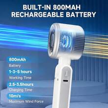 AOYI 1pc Rechargeable Lithium Battery Digital Display Portable Handheld Mini Fan With 199-Speed Adjustment And USB Charging Cable - Multicolor - View 9