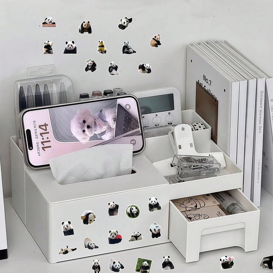 61pcs Cute Panda Stickers, Thin, Suitable For Laptop, Computer, Smartphone, Tablet, Privacy And Security Protection, Strong Adhesive - Multicolor - View 1
