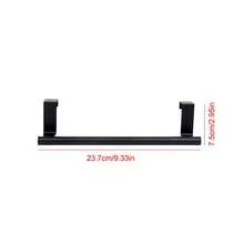 1pc Cabinet Door Back Towel Rack, 24cm/9.4in Stainless Steel Single Bar Towel Rack, No-Drill Cabinet Door Back Hanging Rack For Dishcloth, Towel Bar, Suitable For Kitchen, Bathroom, Matte Black - Black - View 4