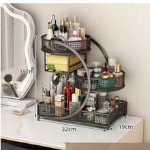 1 buah Rak Penyimpanan Kosmetik Logam Ringan Tanpa Perakitan, Cocok untuk Meja Rias dan Meja Kamar Mandi - Sempurna untuk Menyimpan Lipstik, Produk Perawatan Kulit, dll., Organizer Meja | Estetika Modern | Rak Logam Tahan Lama, Rak Penyimpanan Kamar Mandi - Hitam - View 6