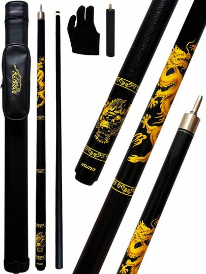 High-Quality Carbon Fiber Billiard Cue Set, Chinese Dragon Billiard Cue [10mm/11.5mm/13mm Tip] 146cm/57.4in Length, Carbon Fiber Shaft, Low Deflection Billiard Cue, Suitable For American 9-Ball, Chinese , Carom Billiards, Set Includes Cue, Cue Bag, Extension, Glove, Perfect Gift For Billiard Enthusiasts