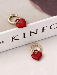 1 Pair French Style Exquisite Sweet Vintage Red Heart Hoop Earrings, Minimalist Fashion Luxury Elegant Design Versatile Ear Studs, Suitable For Women's Daily, Holiday, Commute Wear - Multicolor - View 4