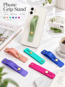 6/3/1pc Retractable Phone Ring Holder Finger Strap Stand, Portable Phone Ring Grip Handle (Classic Color) - Retractable Finger Sleeve Stand - View 2