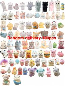 5/10/20/100pcs Resin Flocked 3D Creative Cute Pet Animal Figurines DIY Miniature Landscape Decor Keychains Phone Charms - Multicolor - View 7