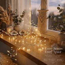 Christmas Halloween Warm Color Solar Powered Firecracker Fairy String Lights, Available In 5M100LED, 8M200LED, 11M300LED Three Specifications, Suitable For Various Yard And Window Display Scenes. The Cluster Light Beads Simulate Firecracker Shape, With Compact Arrangement, Warm Light Flows Gently, Creating A Romantic Atmosphere Like A Sky Full Of Sparkling Fireworks. Solar Powered System, Collects Sunlight Energy During The Day, Light-Controlled Sensor Automatically Detects Day And Night - Solar Firecracker String Lights - View 8