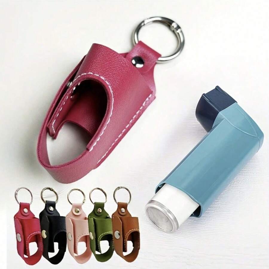 Asthma Inhaler Keychain, Casual Style Cough Bottle Protective Case, Portable, Available In Black, Blue, Pink, Grey, Suitable For Outdoor Use - View 1